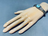 Exquisite Native American Navajo Rare Candelaria Turquoise Sterling Silver Bracelet-Nativo Arts