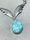 Carlin Turquoise!! Vintage Native American Navajo Sterling Silver Wings Necklace-Nativo Arts