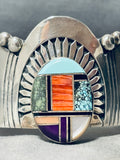 One Of The Finest Vintage Native American Navajo Turquoise Inlay Sterling Silver Bracelet-Nativo Arts
