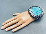 Heavy 95 Grams Vintage Native American Navajo Turquoise Sterling Silver Bracelet-Nativo Arts