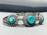 Very Old Vintage Native American Navajo Turquoise Sterling Silver Cerrillos Bracelet-Nativo Arts