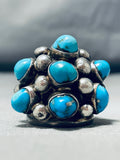 Gasp! Vintage Native American Navajo Turquoise Cluster Sterling Silver Ring-Nativo Arts