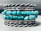Unrivaled 97 Gram Vintage Native American Navajo Old Turquoise Sterling Silver Bracelet-Nativo Arts