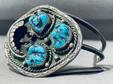 Fascinating Vintage Native American Navajo Morenci Turquoise Sterling Silver Bracelet-Nativo Arts