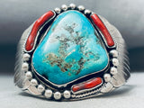 Huge Vintage Native American Navajo Old Kingman Turquoise Sterling Silver Bracelet-Nativo Arts