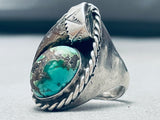 21 Grams Heavy Vintage Native American Navajo Turquoise Sterling Silver Ring Old-Nativo Arts