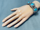 Flowers Of Silver Work Vintage Native American Navajo Turquoise Sterling Silver Bracelet-Nativo Arts