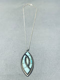 Breathtaking Vintage Native American Zuni Blue Gem Inlay Sterling Silver Necklace-Nativo Arts