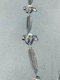 Opal Feather Horse!! Vintage Native American Navajo Sterling Silver Necklace-Nativo Arts