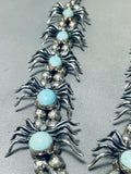 Gasp! Spider Vintage Navajo Turquoise Sterling Silver Squash Blossom Necklace-Nativo Arts