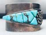 One Of Most Unique Ever Vintage Native American Navajo Turquoise Inlay Sterling Silver Bracelet-Nativo Arts