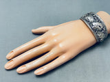 Highly Detailed Leaves Vintage Native American Navajo Sterling Silver Bracelet-Nativo Arts