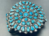 Dropdead Fab Vintage Native American Zuni Turquoise Cluster Sterling Silver Bracelet Old-Nativo Arts