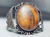 Huge Old Vintage Native American Navajo Petrified Wood Sterling Silver Bracelet-Nativo Arts