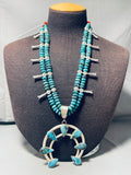 Majestic Native American Navajo Signed Turquoise Coral Sterling Silver Squash Necklace-Nativo Arts