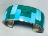 Best 7 Inch Wrist Vintage Native American Navajo Mlacht Turquoise Sterling Silver Inlay Bracelet-Nativo Arts