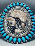 One Of The Coolest Vintage Navajo Horse Turquoise Sterling Silver Bracelet-Nativo Arts