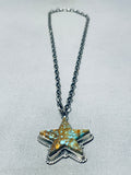 Important Vintage Native American Navajo Star Of Royston Turquoise Sterling Silver Necklace-Nativo Arts