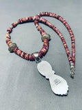 Dynamic Vintage Native American Navajo Purple Spiny Oyster Sterling Silver Necklace Signed-Nativo Arts