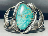 Gasp! Vintage Navajo Royston Turquoise Sterling Silver Leaf Bracelet-Nativo Arts