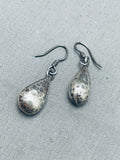 Marvelous Vintage Native American Navajo Sterling Silver Hammered Teardrop Earrings-Nativo Arts