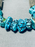 Native American Amazing Vintage Santo Domingo Sleeping Beauty Turquoise Sterling Silver Necklace-Nativo Arts