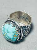 Astounding Vintage Native American Navajo Signed Candelaria Turquoise Sterling Silver Ring-Nativo Arts