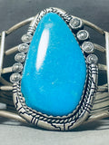 One Of Best Ever Native American Navajo Turquoise Secatero Turquoise Sterling Silver Bracelet-Nativo Arts