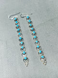 Remarkable Native American Zuni Sleeping Beauty Turquoise Sterling Silver Signed Earrings-Nativo Arts