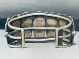 One Of Best Mid Century Vintage Native American Navajo Long Turquoise Sterling Silver Bracelet-Nativo Arts