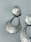 Fabulous Vintage Native American Navajo Sterling Silver Pendant Earrings-Nativo Arts