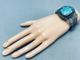 Rare Old Deposit Kingman Turquoise Vintage Native American Navajo Sterling Silver Bracelet-Nativo Arts