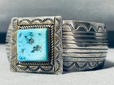 Hand Tooled Vintage Native American Navajo Sterling Silver Turquoise Bracelet-Nativo Arts