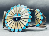 One Of The Best Ever Vintage Zuni Turquoise Inlay Sterling Silver Bracelet-Nativo Arts