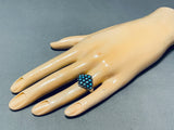 Native American Elegant Vintage Zuni Blue Gem Turquoise Sterling Silver Ring-Nativo Arts
