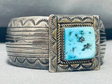 Hand Tooled Vintage Native American Navajo Sterling Silver Turquoise Bracelet-Nativo Arts