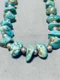 Superior Vintage Native American Navajo Royston & Kingman Turquoise Sterling Silver Necklace-Nativo Arts
