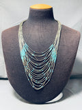 Bell Of The Ball Vintage Native American Navajo Turquoise Heishi Sterling Silver Necklace-Nativo Arts
