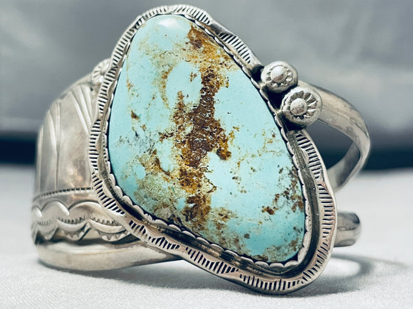One Of The Most Unique Ever Vintage Navajo Turquoise Sterling Silver Bracelet-Nativo Arts