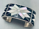 The Best Black And White Vintage Navajo 6 Inch Wrist Sterling Silver Bracelet-Nativo Arts