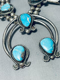 Gasp! 300 Grams Vintage Native American Navajo Turquoise Sterling Silver Squahs Blossom Necklace-Nativo Arts