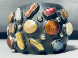 Earth Stone!! Vintage Sterling Silver Bracelet Cuff Wide-Nativo Arts