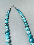 Balls Of Spider Web Turquoise Vintage Native American Navajo Sterling Silver Necklace-Nativo Arts