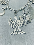 Charming Vintage Native American Navajo Sterling Silver Bear Zia Bird Roadrunner Charms Bracelet-Nativo Arts