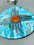 Native American Ambrosio Chavez Vintage Santo Domingo Turquoise Sterling Silver Necklace-Nativo Arts