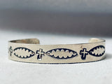 Belinda Woody Cross Vintage Native American Navajo Sterling Silver Concho Bracelet