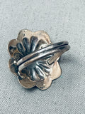 Hand Repoussed Vintage Native American Navajo Concho Purple Shell Sterlign Silver Ring-Nativo Arts