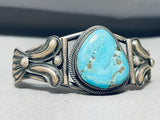 Native American Important Vintage Leo Martinez Turquoise Sterling Silver Repoused Bracelet-Nativo Arts