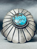 196 Grams Huge Vintage Native American Navajo Turquoise Sterling Silver Bracelet