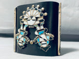 One Of The Best Ever Vintage Native American Zuni Turquoise Inlay Sterling Silver Ketoh Bracelet-Nativo Arts